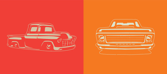 Vintage Classic Pickup Truck Vector. © Raju