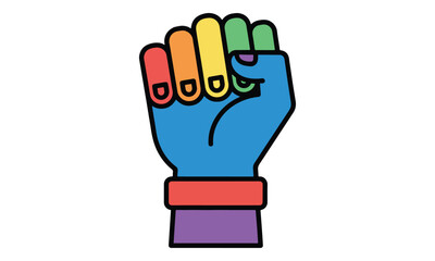 Fototapeta premium Rainbow Fist Icon, LGBTQ+ Pride, Diversity, and Solidarity