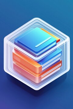 Futuristic digital app icon with glowing document storage design