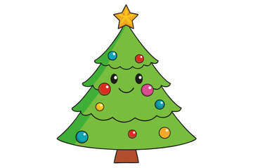 Fototapeta premium Christmas tree white background 
