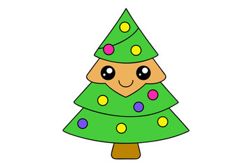 Fototapeta premium Christmas tree white background 