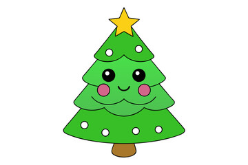 Fototapeta premium Christmas tree white background 