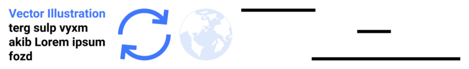 Data flow visualization, global connection, technology concept, communication, process management, information exchange. Circular arrows near a globe and text. Data flow and global connection © robu_s
