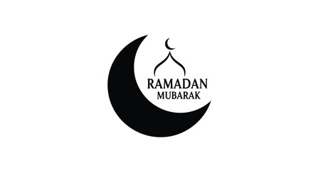 Obraz premium Ramadan mubarak greeting with crescent moon and minaret silhouette