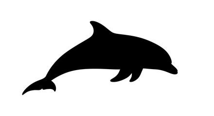 Fototapeta premium Black silhouette of a dolphin swimming.