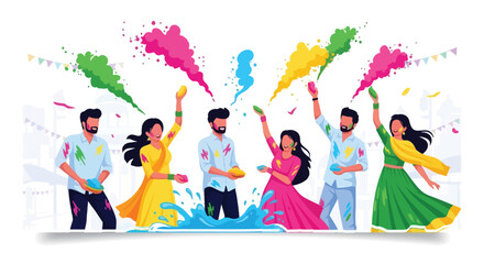 Fototapeta premium Vibrant Holi Festival Celebration, Flat Vector Social Media Design
