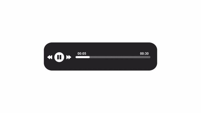 Audio music player bar template animation on a transparent background 