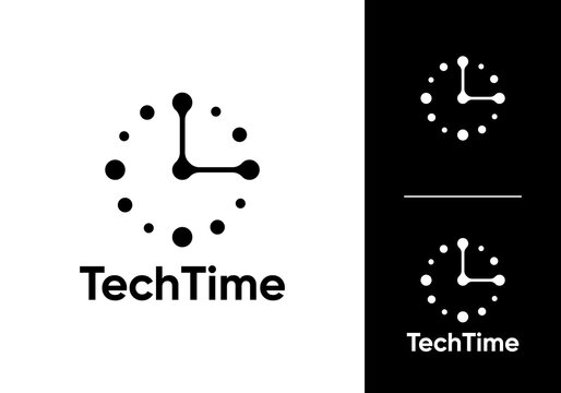 simple abstract time technology logo design template