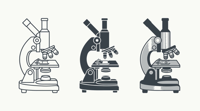 Microscope Laboratory Equipment Vector Illustration Set