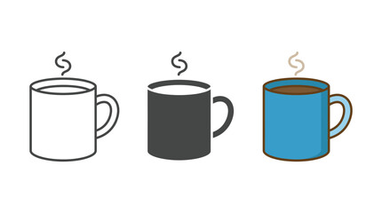 Coffee Cups with Steam Rising Isolated on White Background