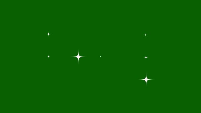 Shimmering starry night sky overlay filled with sparkling white lights, flat vector doodle stars blinking rhythmically, magical ambience, perfect background for cinematic videos