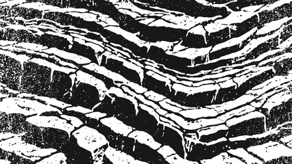 Naklejka premium Jagged rock layers with sharp edges creating natural textured terrain pattern