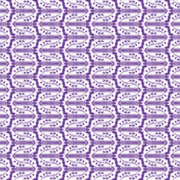 Abstract Purple Botanical Ikat Seamless Pattern