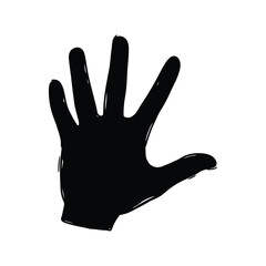 Obraz premium Black Hand Silhouette with Fingers Spread Open Hand Drawn Ink Style Graphic Element