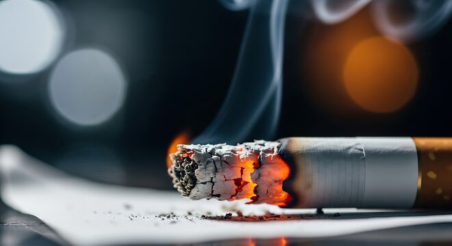 Close-up of burning cigarette smoke.