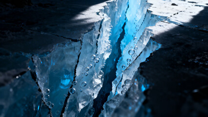 Frozen Ice Texture Close-Up &ndash; Cold Blue Abstract Background