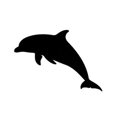 Obraz premium Black silhouette of a dolphin swimming.