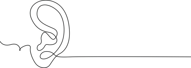 Fototapeta premium A detailed illustration of a human ear with a horizontal line extending from it Vector