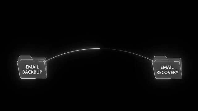 Digital Email Backup and Recovery Concept with Animated Data Transfer  Neon Cyber Security Animation of Files Moving Between Folders.