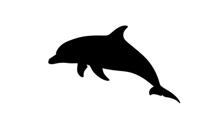 Fototapeta na wymiar Black silhouette of a dolphin swimming.