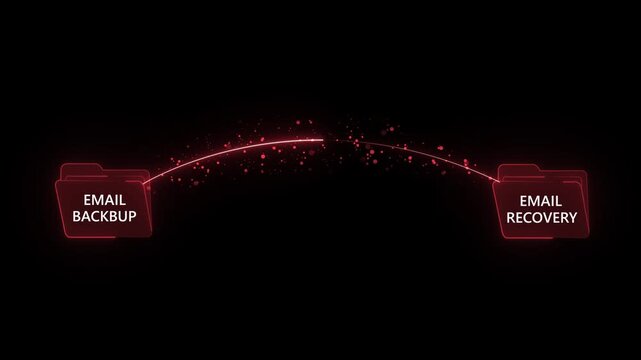 Digital Email Backup and Recovery Concept with Animated Data Transfer  Neon Cyber Security Animation of Files Moving Between Folders.