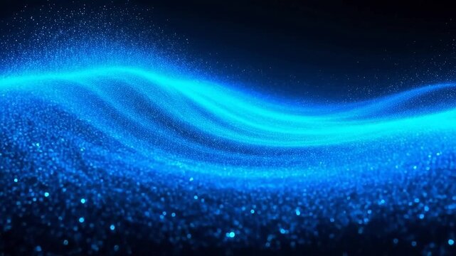 Blue glowing particle wave