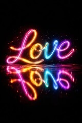 Obraz premium Neon love script sign