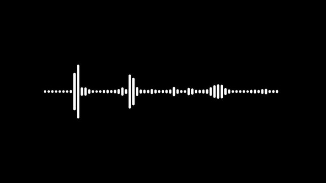 Abstract white sound wave animation, modern audio spectrum visualizer, clean frequency graph motion, music rhythm equalizer design, voice record interface style, black background 4k