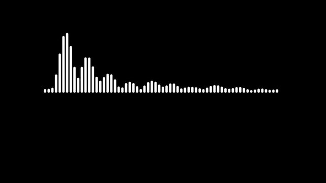 Abstract white sound wave animation, modern audio spectrum visualizer, clean frequency graph motion, music rhythm equalizer design, voice record interface style, black background 4k