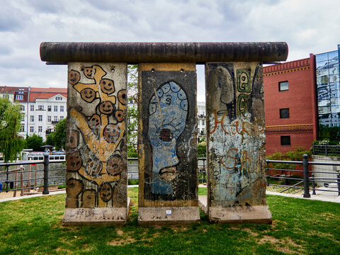 Original Berlin Wall Segments with Graffiti Art in Germany