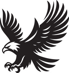 Fototapeta premium Black and White Stylized Eagle Silhouette in Flight