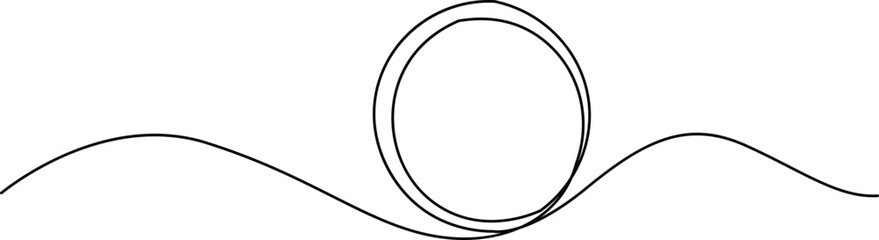 A black and white illustration of a circular shape with wavy lines. Vector