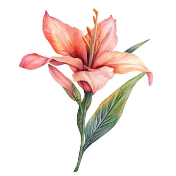 Bebinca, watercolor artwork with bold brush accents and dynamic composition, isolated on a white background.