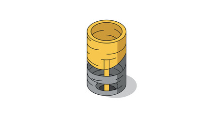 yellow and gray modern minimalist 3d cylinder object icon vector illustration