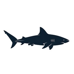 Obraz premium Black silhouette of a shark swimming.