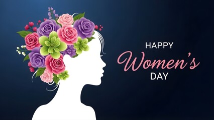 Happy women's day celebration with floral silhouette