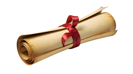 Elegant parchment scroll with red ribbon seal