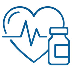 Heart Beat with Medicine Bottle Health Line Icon