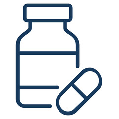 Medicine Bottle and Pill Capsule Line Icon