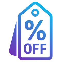 Discount Percent Off Tag Icon in Blue Purple Gradient