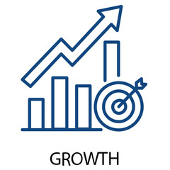 Business Growth Chart with Arrow and Target Line Icon