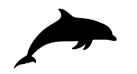 Fototapeta premium Black silhouette of a dolphin jumping.