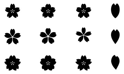桜のアイコンマーク　サクラ　春　花白黒 © marutan