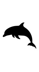 Obraz premium Black silhouette of a dolphin swimming.