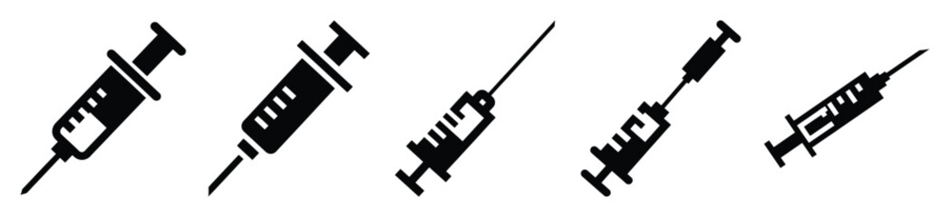Collection of  syringe injection silhouette icon vector set for logo © Pallobroy