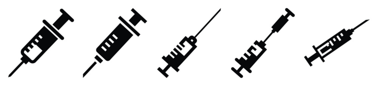 Collection of  syringe injection silhouette icon vector set for logo