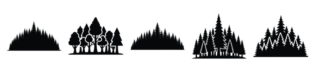 Collection of  tree forest silhouette icon vector set for logo © Pallobroy