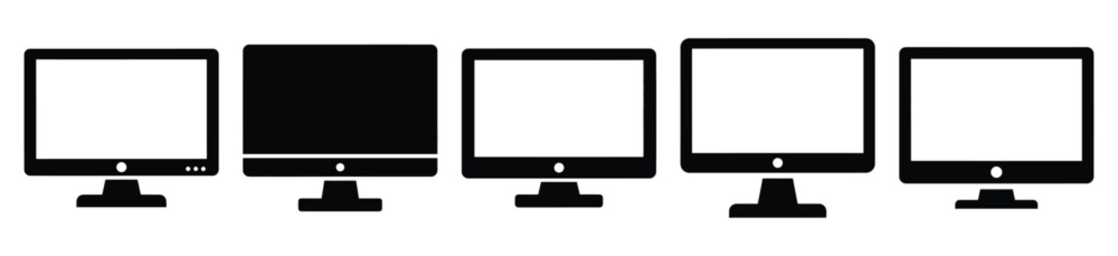 Collection of  desktop monitor silhouette icon vector set for logo