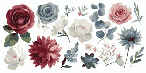 Watercolor eucalyptus branches floral illustration © DARK TRUST