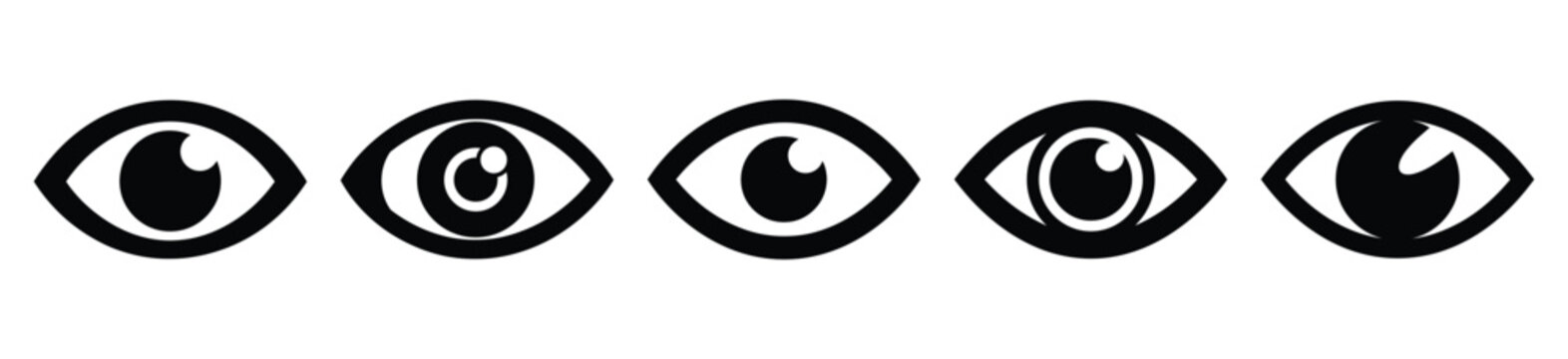Collection of  eye view silhouette icon vector set for logo